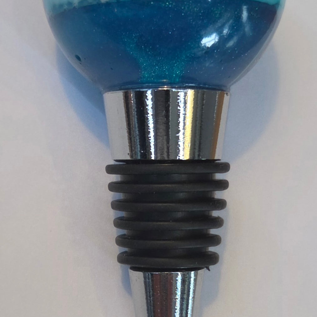 Bouchon à vin en epoxy- Boule bleu