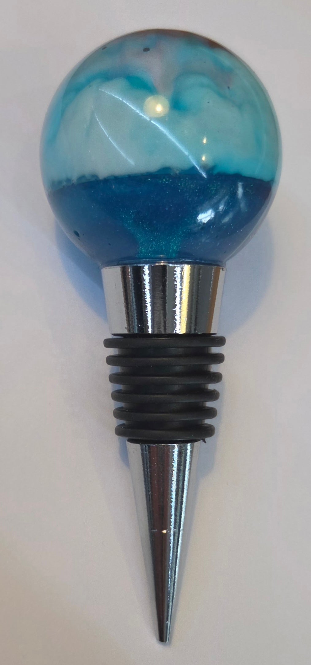 Bouchon à vin en epoxy- Boule bleu