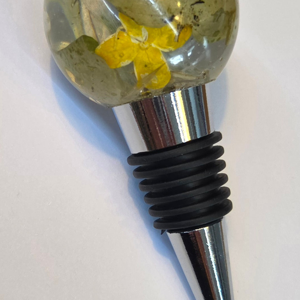 Bouchon à vin en epoxy- Boule jaune