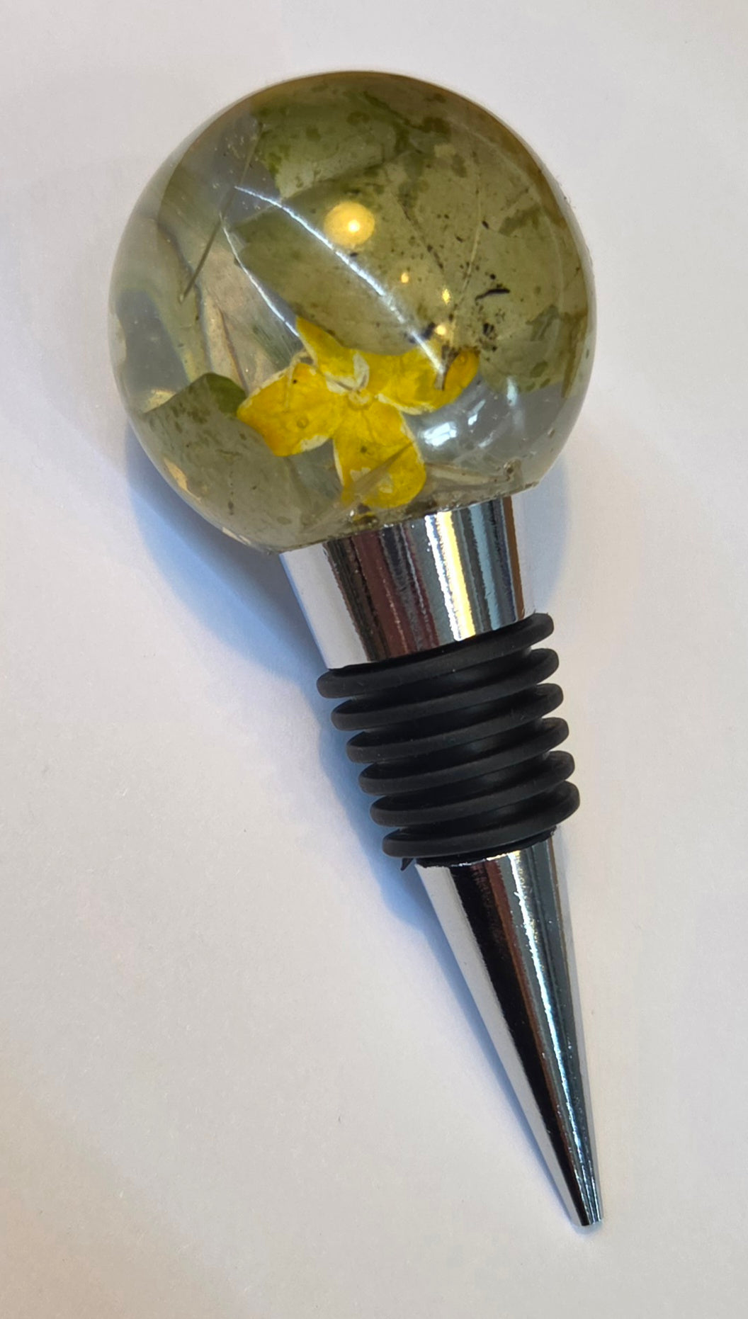 Bouchon à vin en epoxy- Boule jaune