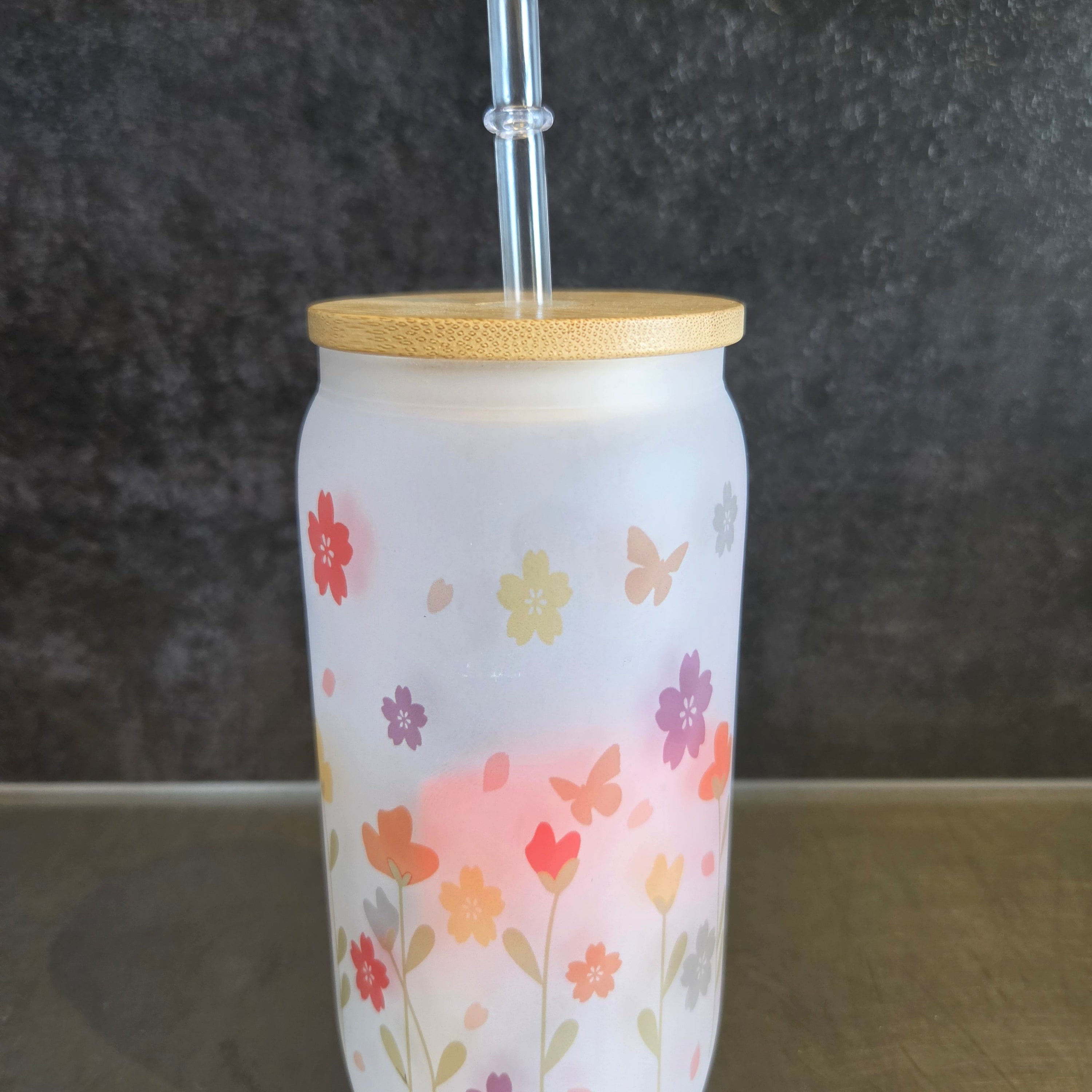 Verre givré- Fleurs