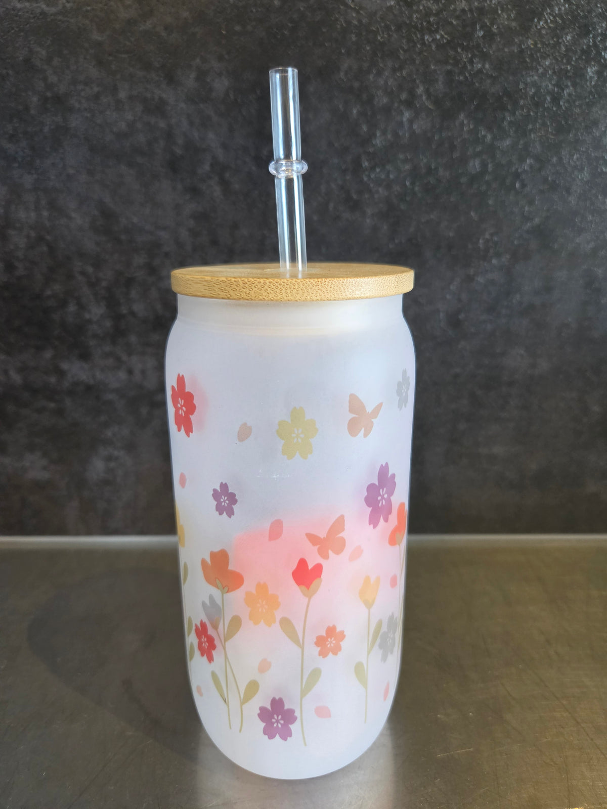 Verre givré- Fleurs