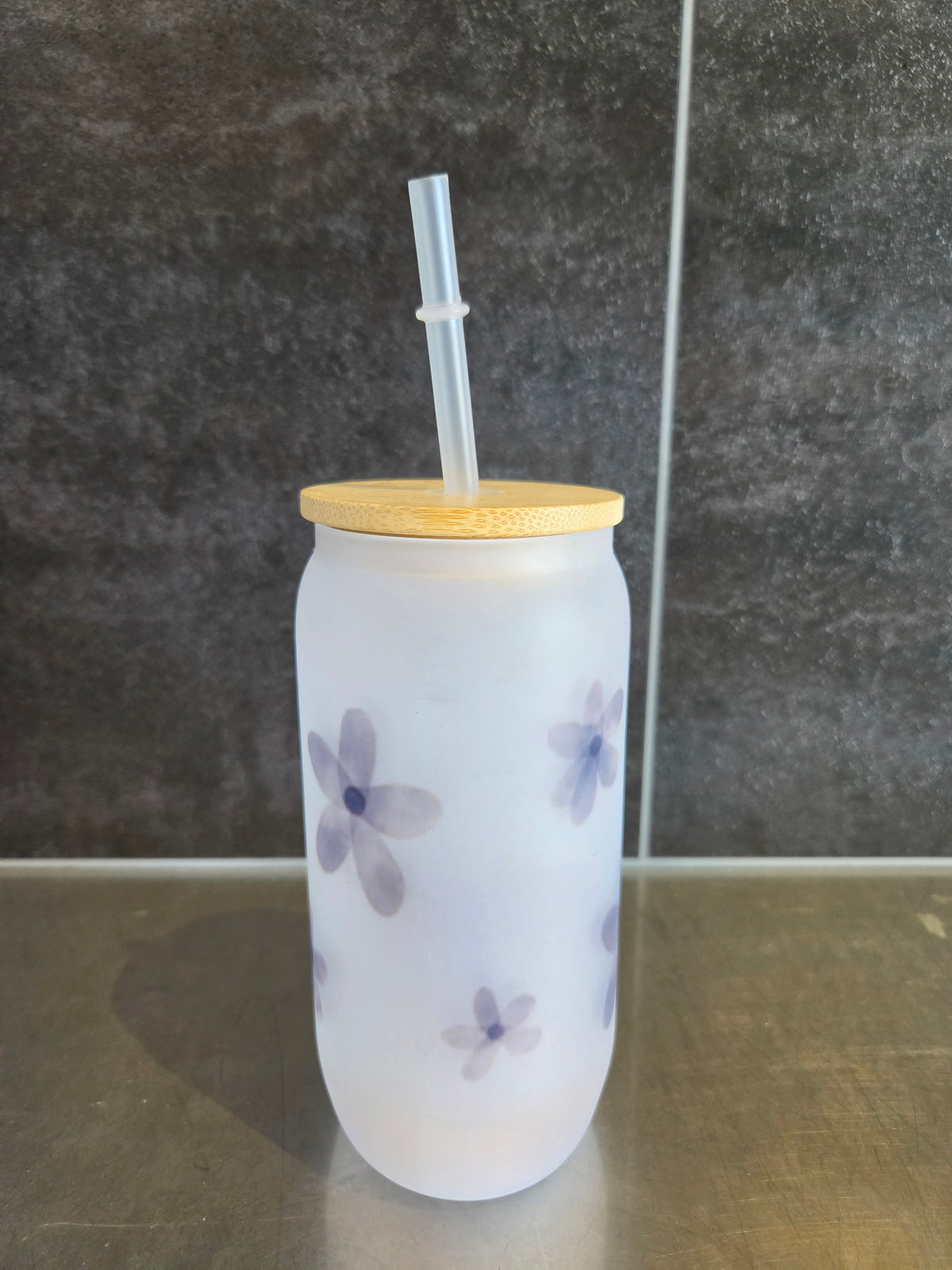 Verre givré- Fleurs noir