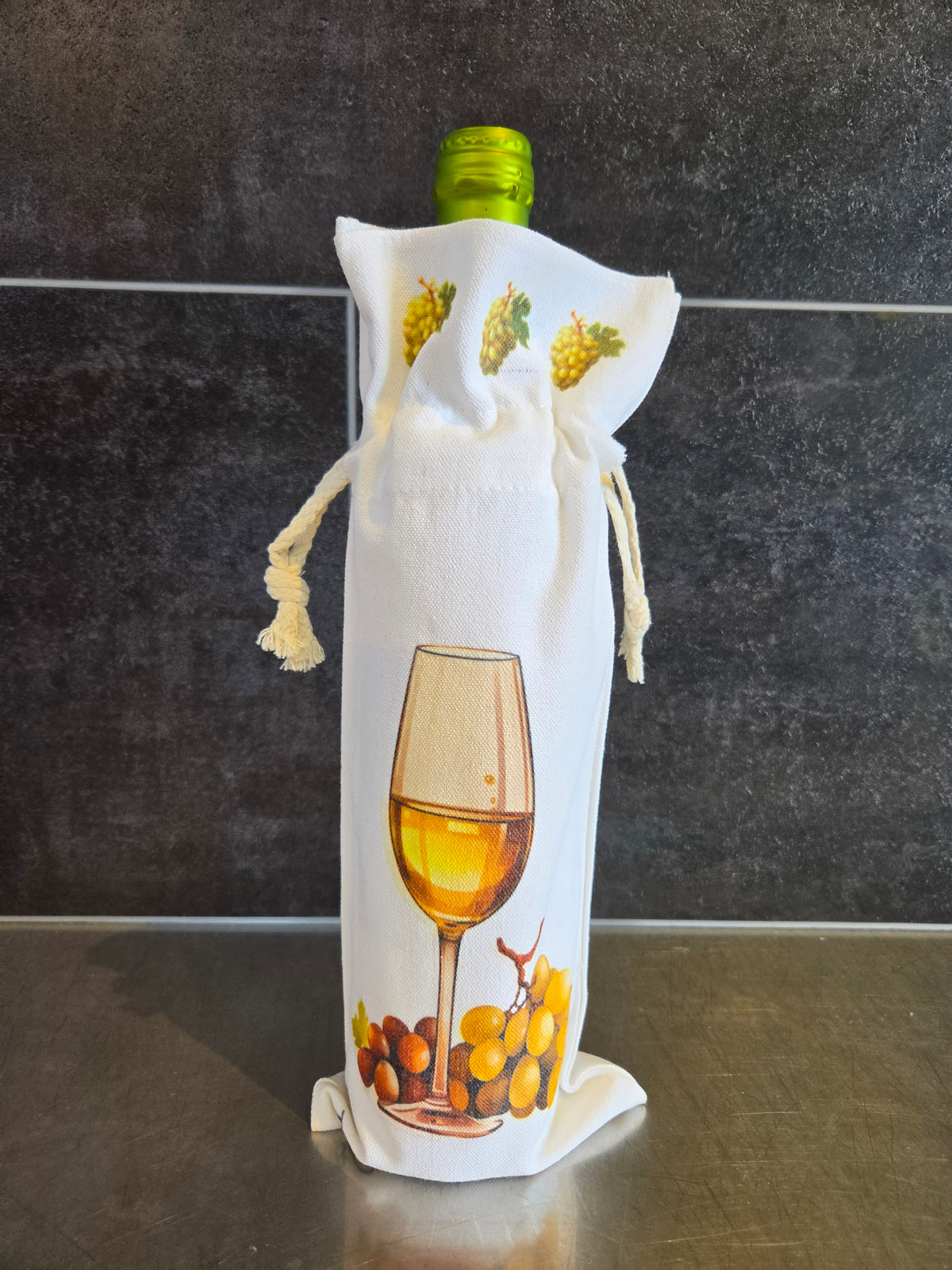 Sac à vin tissu- coupe de vin blanc