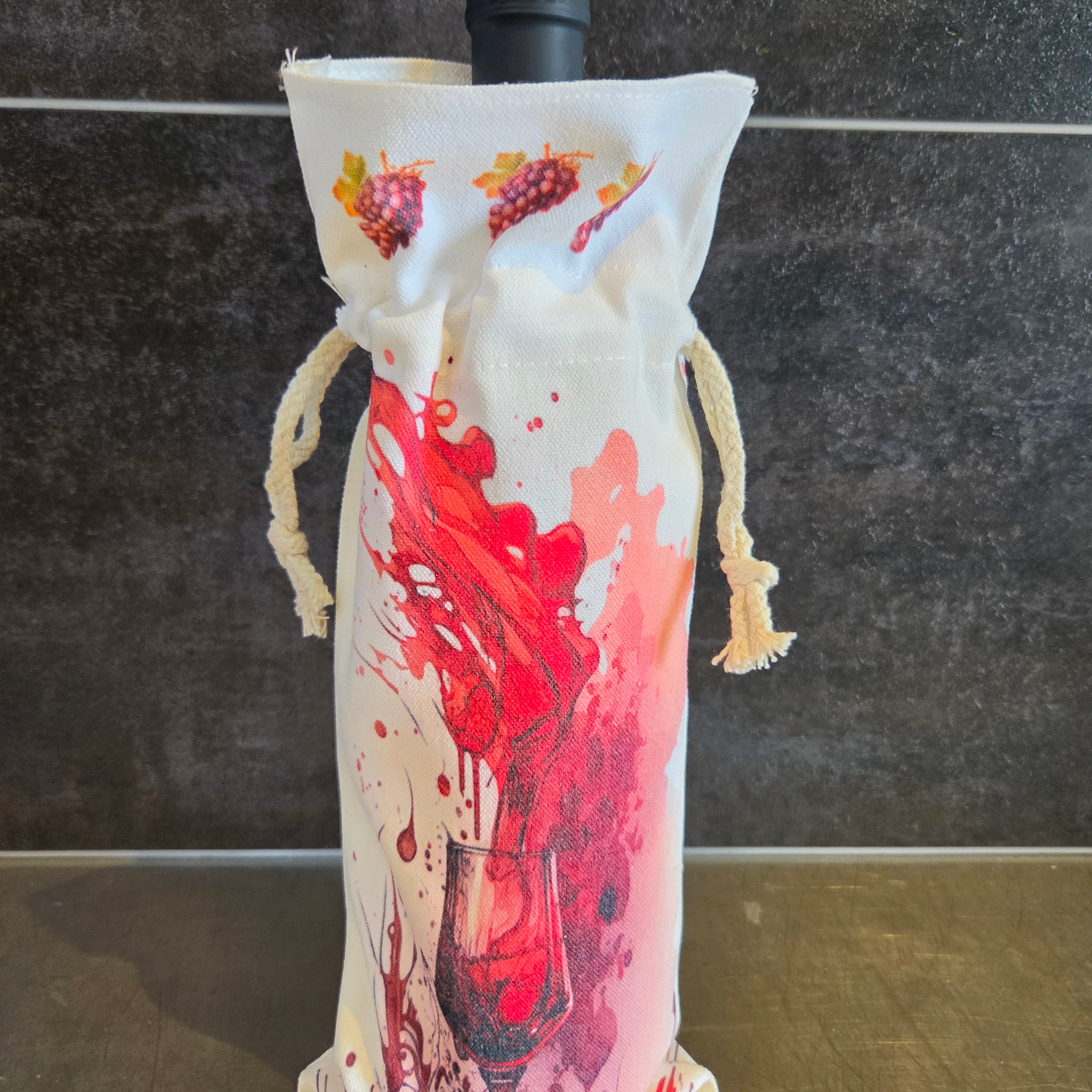 Sac à vin tissu- coupe de vin rouge