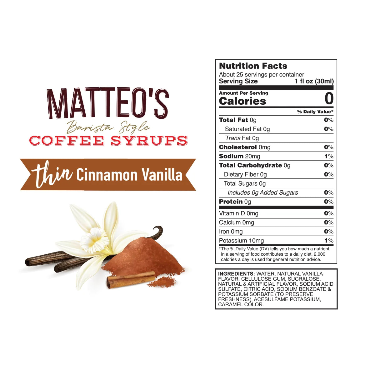 Matteo's - Sirop Cocktail | Vanille à la Cannelle 750 ml