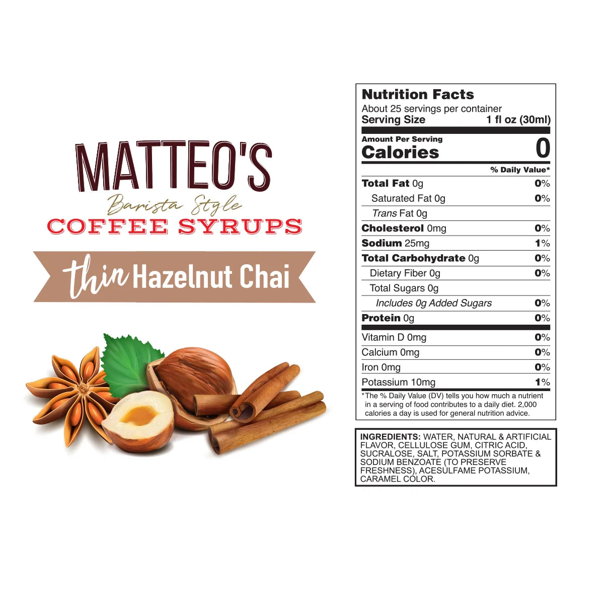 Matteo's - Sirop Café | Chai à la noisette 750 ml