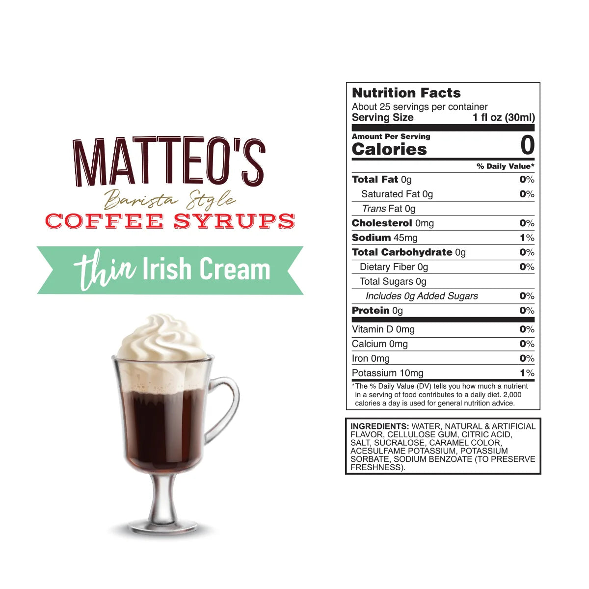 Matteo's - Sirop Café | Crème irlandaise 750 ml