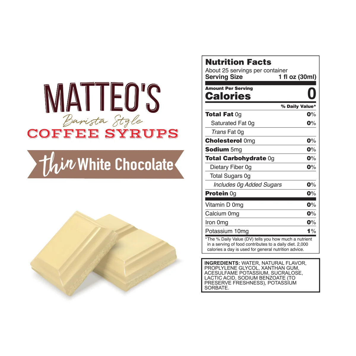Matteo's - Sirop Café | Chocolat Blanc 750 ml
