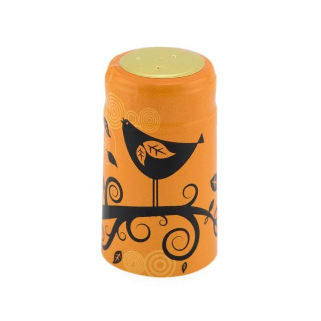 Cache-Bouchon- Orange oiseau noir (pqt 30)