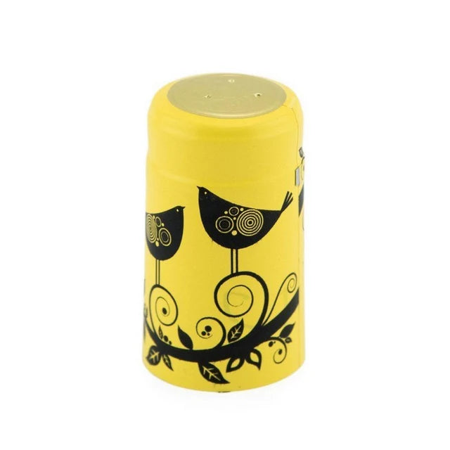 Cache-Bouchon- Jaune oiseau noir (pqt 30)