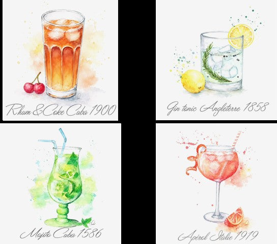 Sous-verre x4- Cocktails