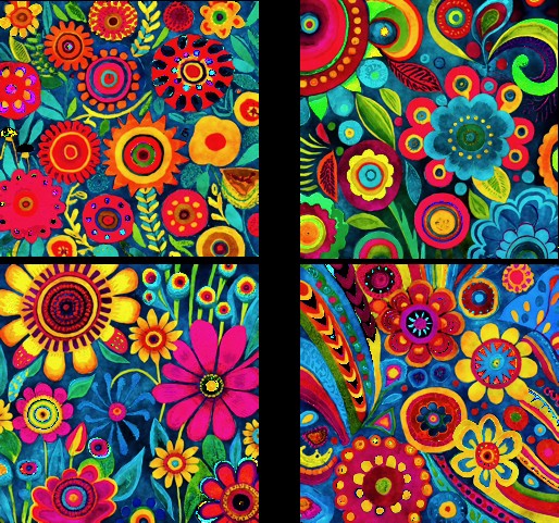 Sous-verre x4- Fleurs toile