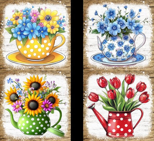 Sous-verre x4- Fleurs